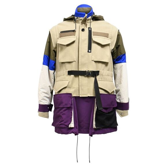 Sacai Melton Jacket in Beige Wool